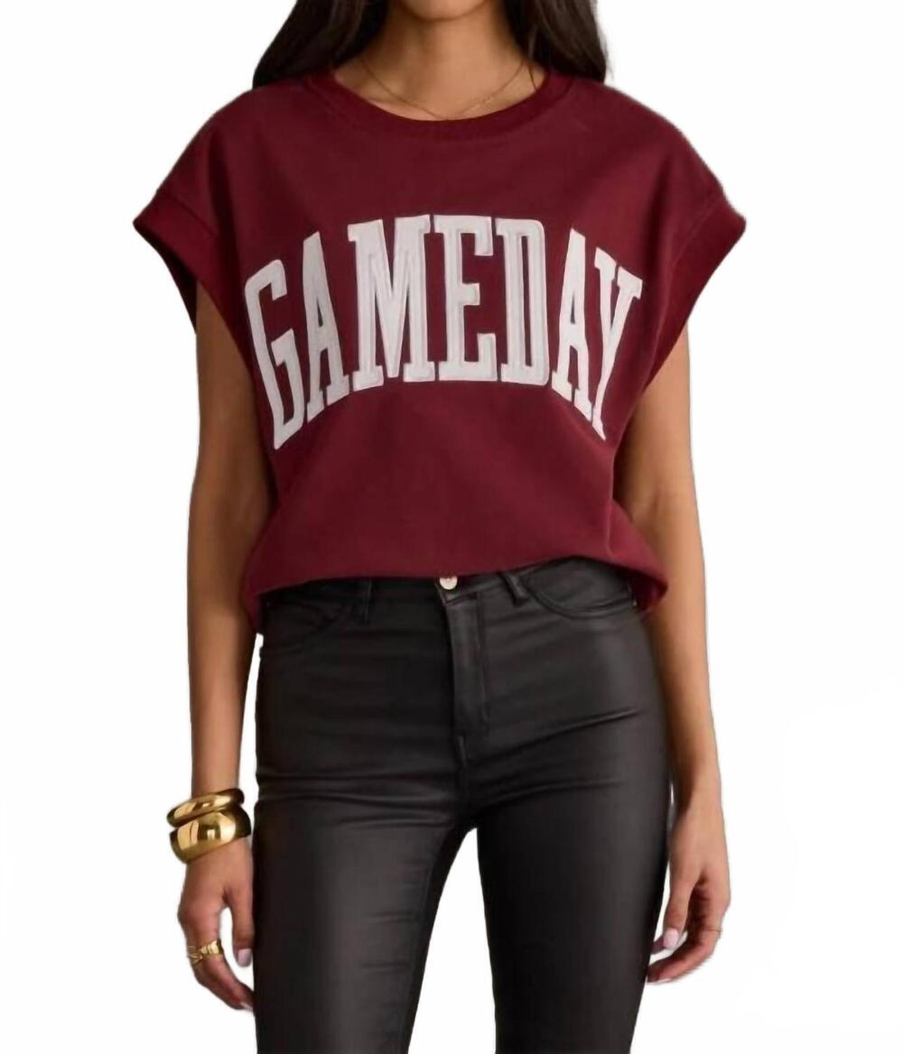 NEW SORELLE gameday terry vest top in burgundy
